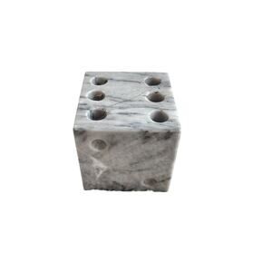 Vintage Marble Dice 6 hole Pen Pencil Holder Paperweight Cube Black Gray Desk